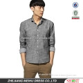 fashion 100% cotton grey oxford spinning long sleeve casual shirts for men with spread collar